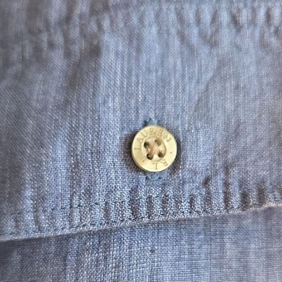 LRL Ralph Lauren Blue Button Down Linen Shirt 2x - Picture 5 of 11